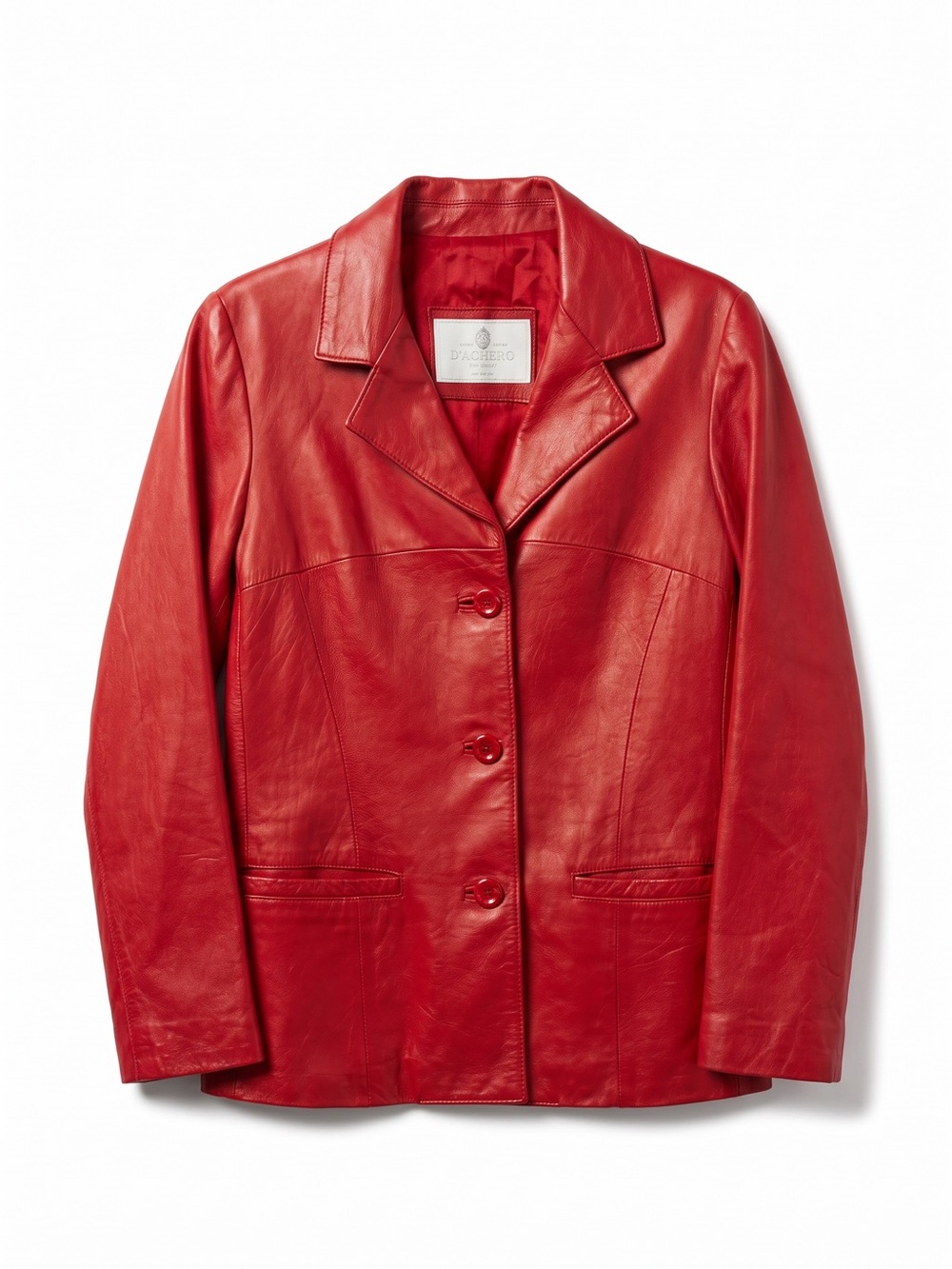 D'Arienzo Collezioni Leather Blazer Women Large Red Vintage Made in Italy